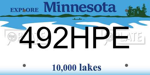 492HPE Minnesota License Plate