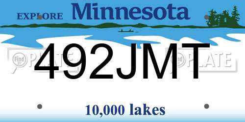 492JMT Minnesota License Plate