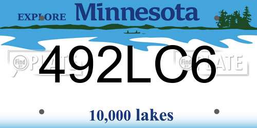 492LC6 Minnesota License Plate