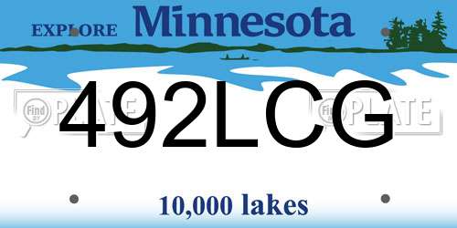 492LCG Minnesota License Plate
