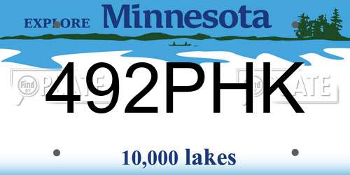 492PHK Minnesota License Plate