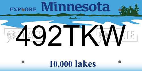 492TKW Minnesota License Plate