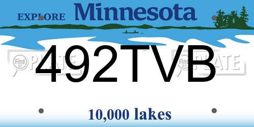 492TVB Minnesota License Plate