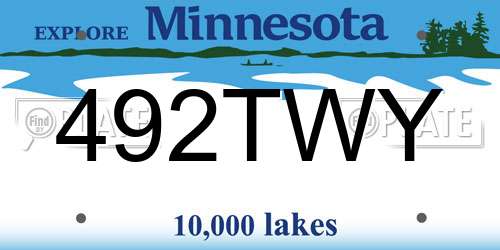 492TWY Minnesota License Plate