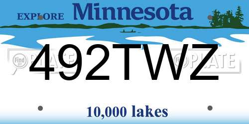 492TWZ Minnesota License Plate