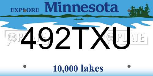 492TXU Minnesota License Plate