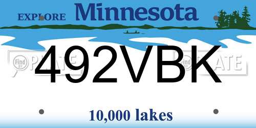 492VBK Minnesota License Plate