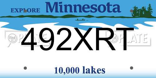 492XRT Minnesota License Plate