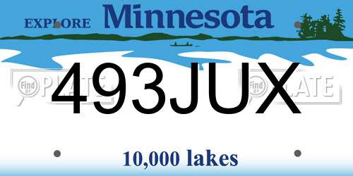 493JUX Minnesota License Plate