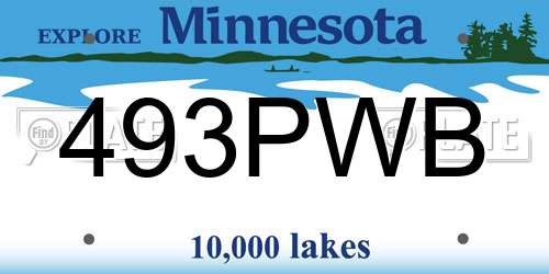 493PWB Minnesota License Plate