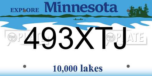 493XTJ Minnesota License Plate