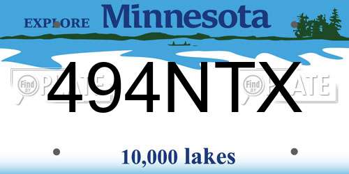494NTX Minnesota License Plate