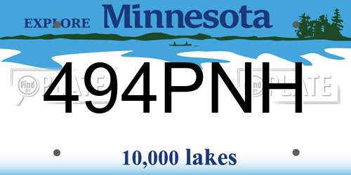 494PNH Minnesota License Plate
