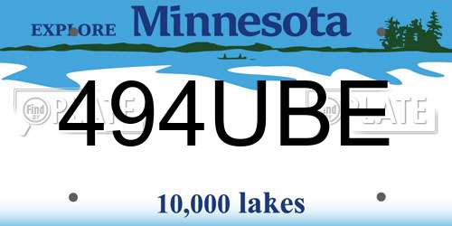 494UBE Minnesota License Plate