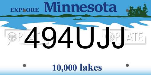 494UJJ Minnesota License Plate