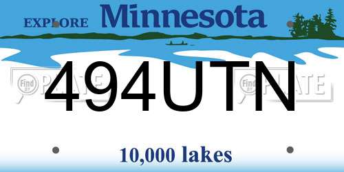 494UTN Minnesota License Plate