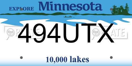 494UTX Minnesota License Plate