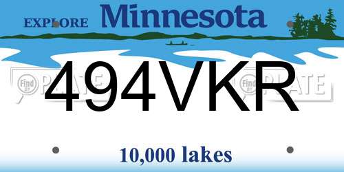 494VKR Minnesota License Plate
