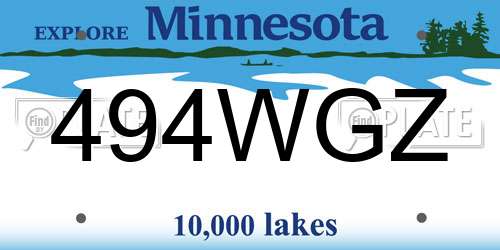 494WGZ Minnesota License Plate
