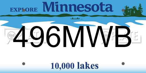 496MWB Minnesota License Plate