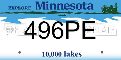 496PE Minnesota License Plate