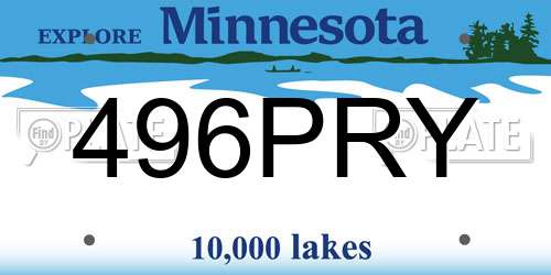 496PRY Minnesota License Plate