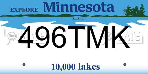 496TMK Minnesota License Plate
