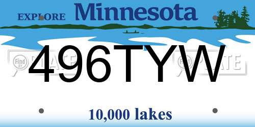 496TYW Minnesota License Plate