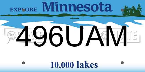 496UAM Minnesota License Plate