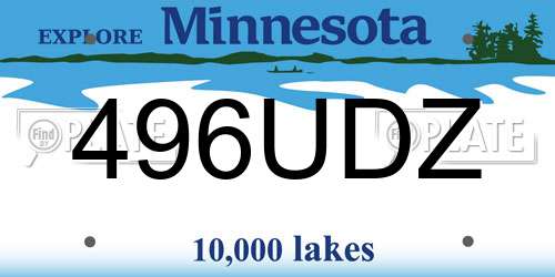 496UDZ Minnesota License Plate