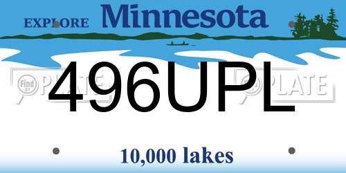 496UPL Minnesota License Plate