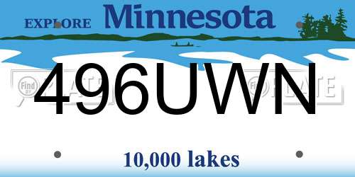 496UWN Minnesota License Plate