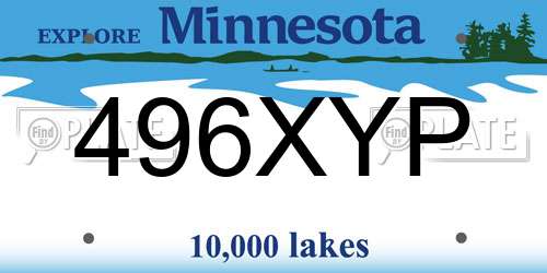 496XYP Minnesota License Plate
