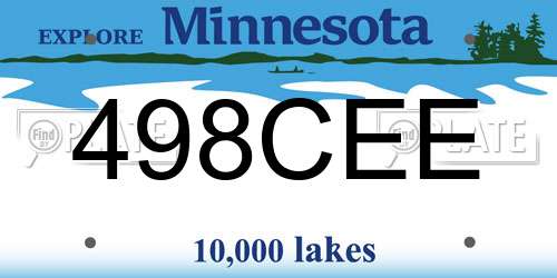 498CEE Minnesota License Plate