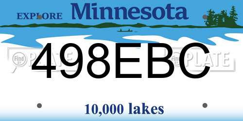 498EBC Minnesota License Plate