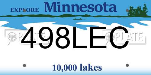 498LEC Minnesota License Plate