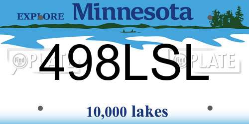 498LSL Minnesota License Plate