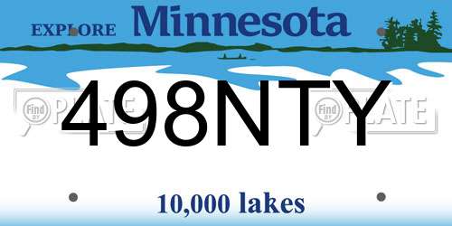 498NTY Minnesota License Plate