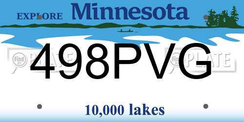 498PVG Minnesota License Plate