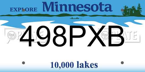 498PXB Minnesota License Plate