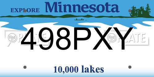 498PXY Minnesota License Plate