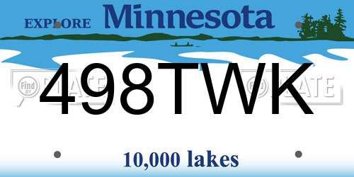 498TWK Minnesota License Plate
