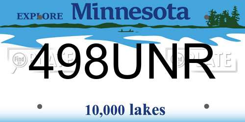 498UNR Minnesota License Plate