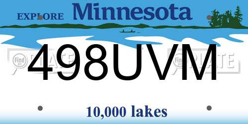 498UVM Minnesota License Plate