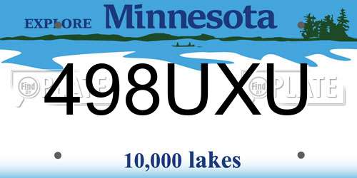 498UXU Minnesota License Plate
