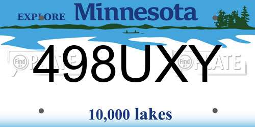 498UXY Minnesota License Plate