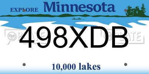 498XDB Minnesota License Plate