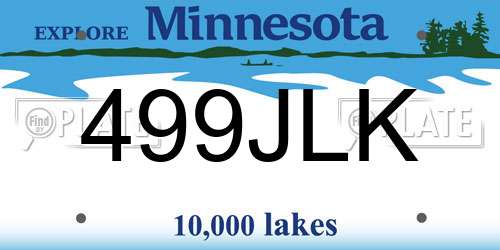 499JLK Minnesota License Plate