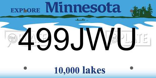 499JWU Minnesota License Plate