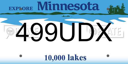 499UDX Minnesota License Plate